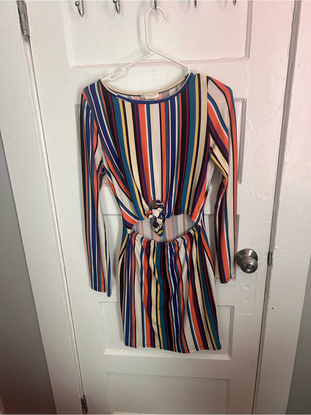 Striped Tie-Front Cutout Mini Dress - Multicolor